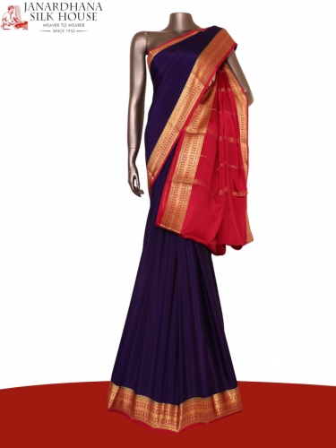 Classic Contrast Pure Mysore Crepe Silk Saree